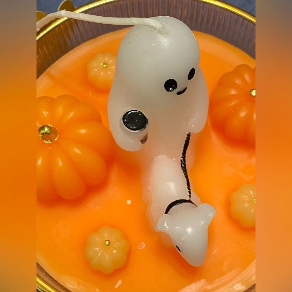 Halloween Ghost, Dog and Pumpkin Afternoon Stroll Scented Candle Fall Decor NWT